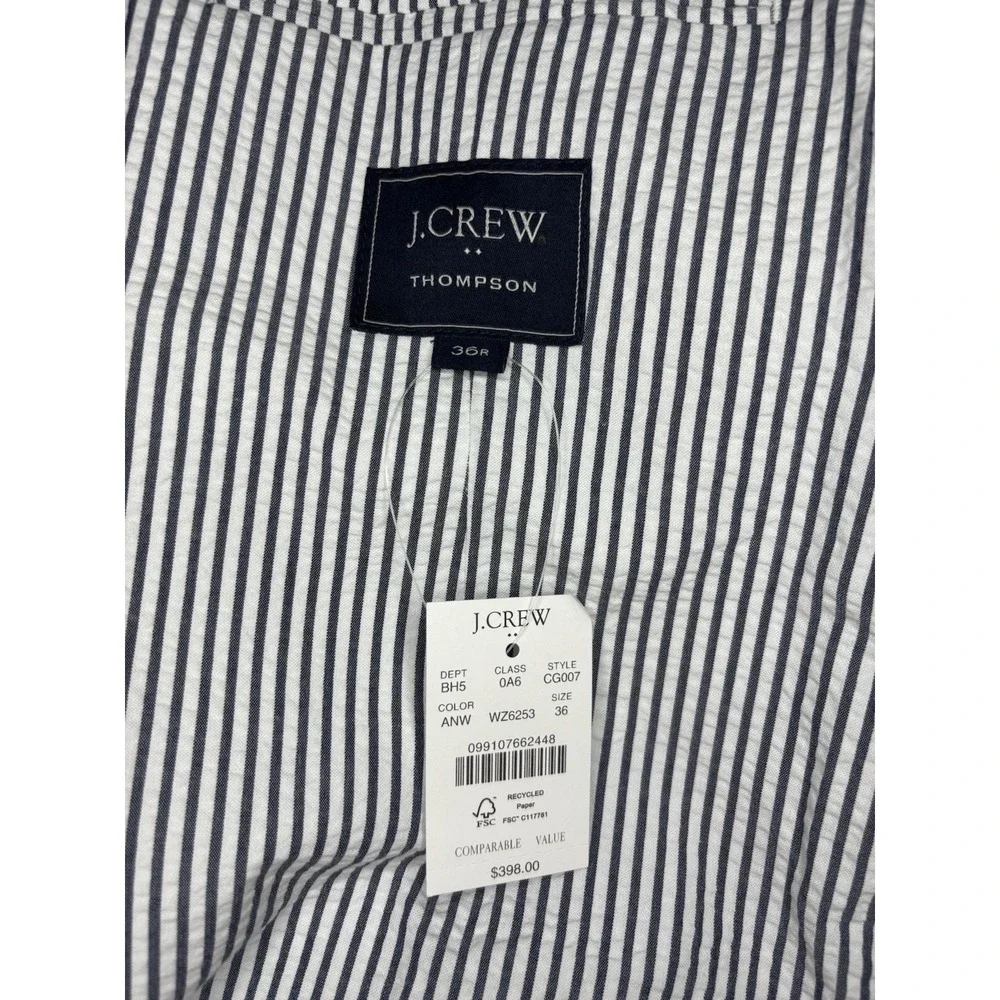 J.Crew Thompson Blue & White Striped Seersucker Blazer Men's 36R NWT $398 Decon